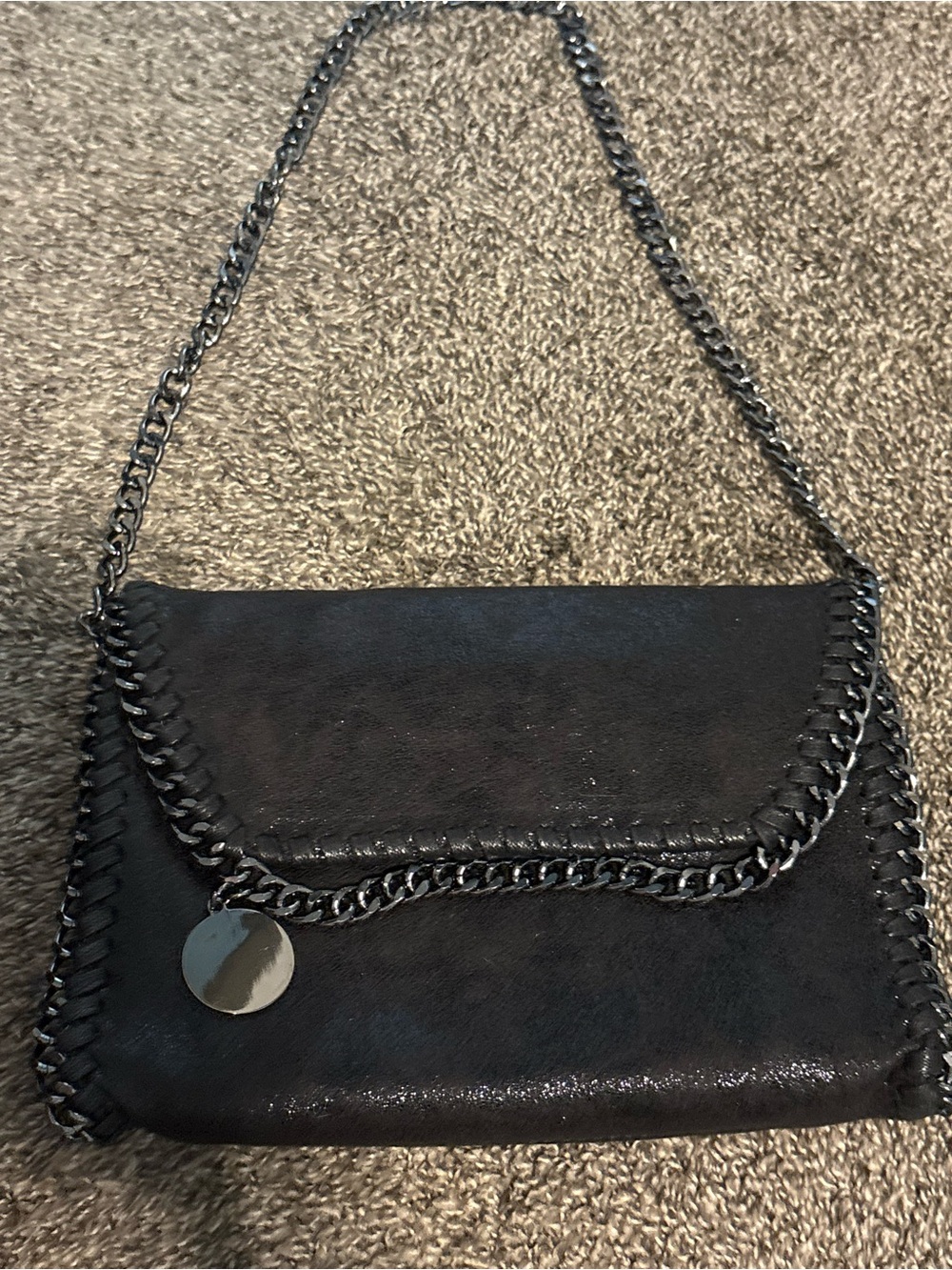 Black Chain-Trim Women’s Shoulder Bag